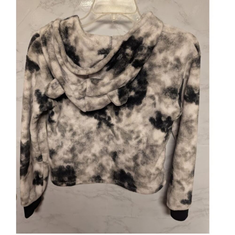 Tucker Tate Size Large (10-12) kids hoodie fuzzy teddy tie dye blk/white NEW